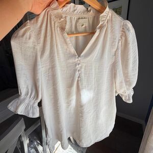 Melloday Women's White and Cream Blouse